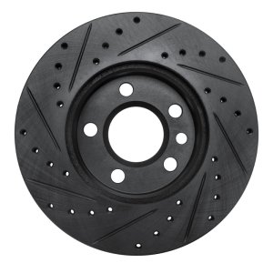 Volkswagen EuroVan Brake Rotor (1) - Front Right - R1 Concepts - Drilled & Slotted - Black - `96-`00